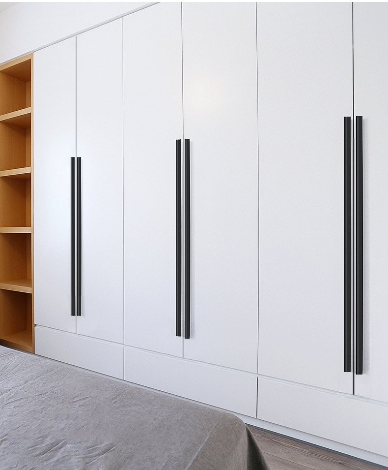 KAK-tiradores ocultos de aleaci&oacute;n de aluminio para armario, pomos de caj&oacute;n, herrajes para puerta de habitaci&oacute;n y muebles, color negro, a la moda
