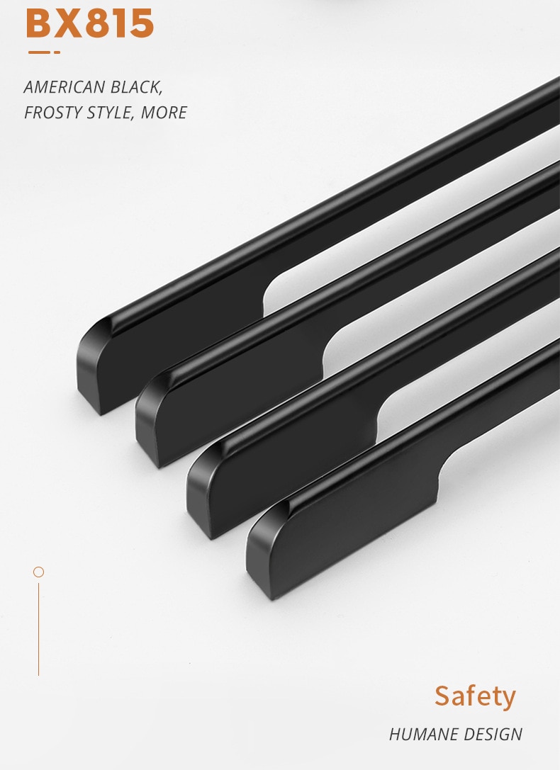 KAK-tiradores ocultos de aleaci&oacute;n de aluminio para armario, pomos de caj&oacute;n, herrajes para puerta de habitaci&oacute;n y muebles, color negro, a la moda