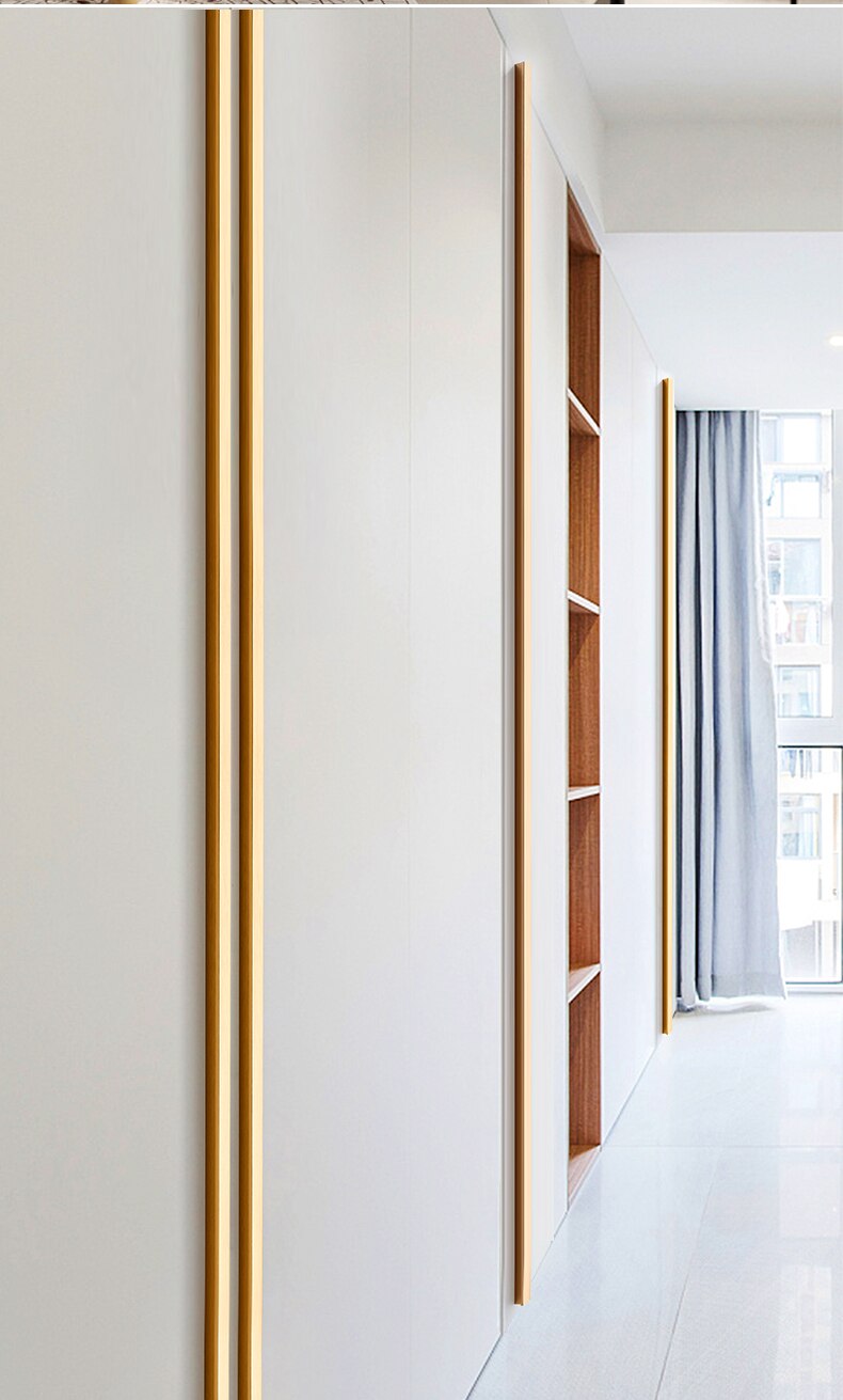 WV-Tiradores estilo americano para puertas de armario, barras largas en forma de T, 1200mm de longitud, colores disponibles plateado, dorado y aluminio, ideal para muebles de habitaci&oacute;n