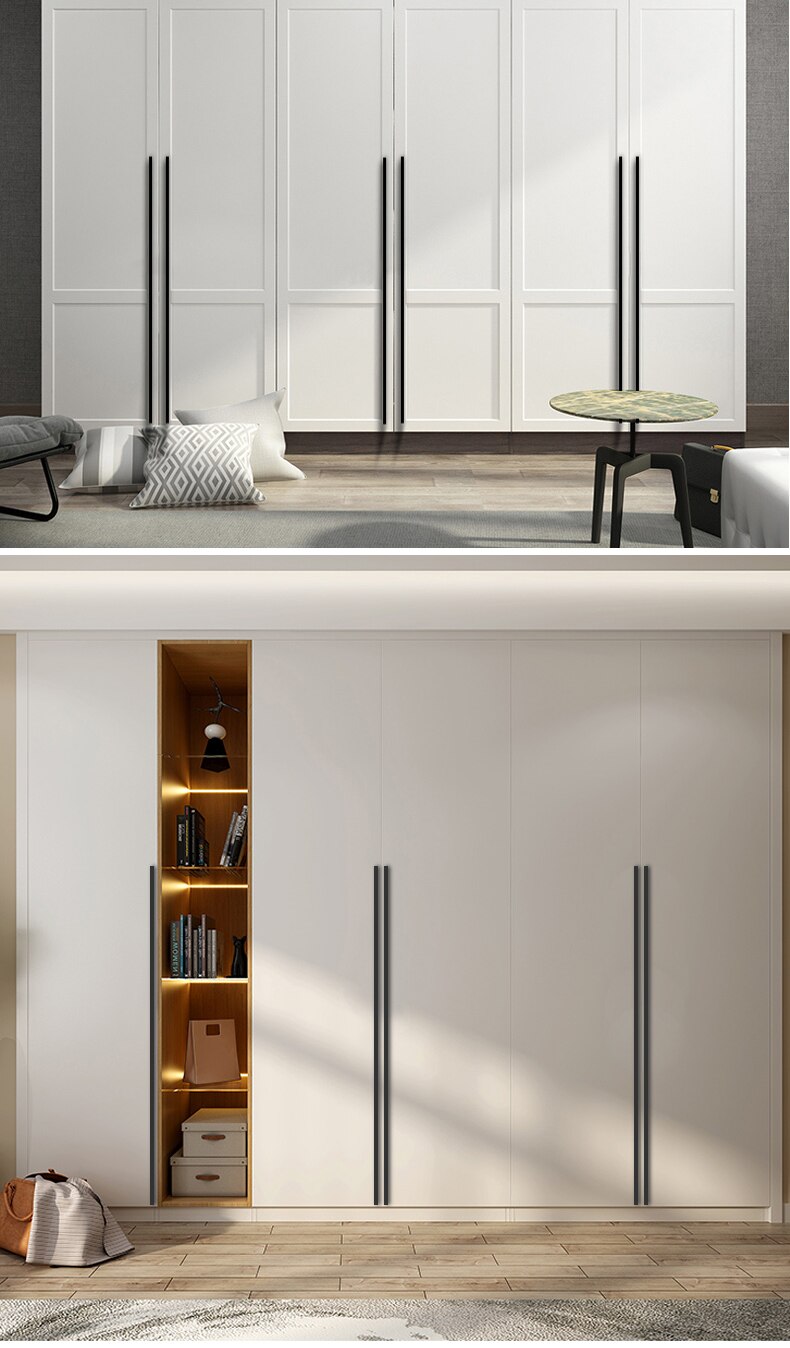 WV-Tiradores estilo americano para puertas de armario, barras largas en forma de T, 1200mm de longitud, colores disponibles plateado, dorado y aluminio, ideal para muebles de habitaci&oacute;n