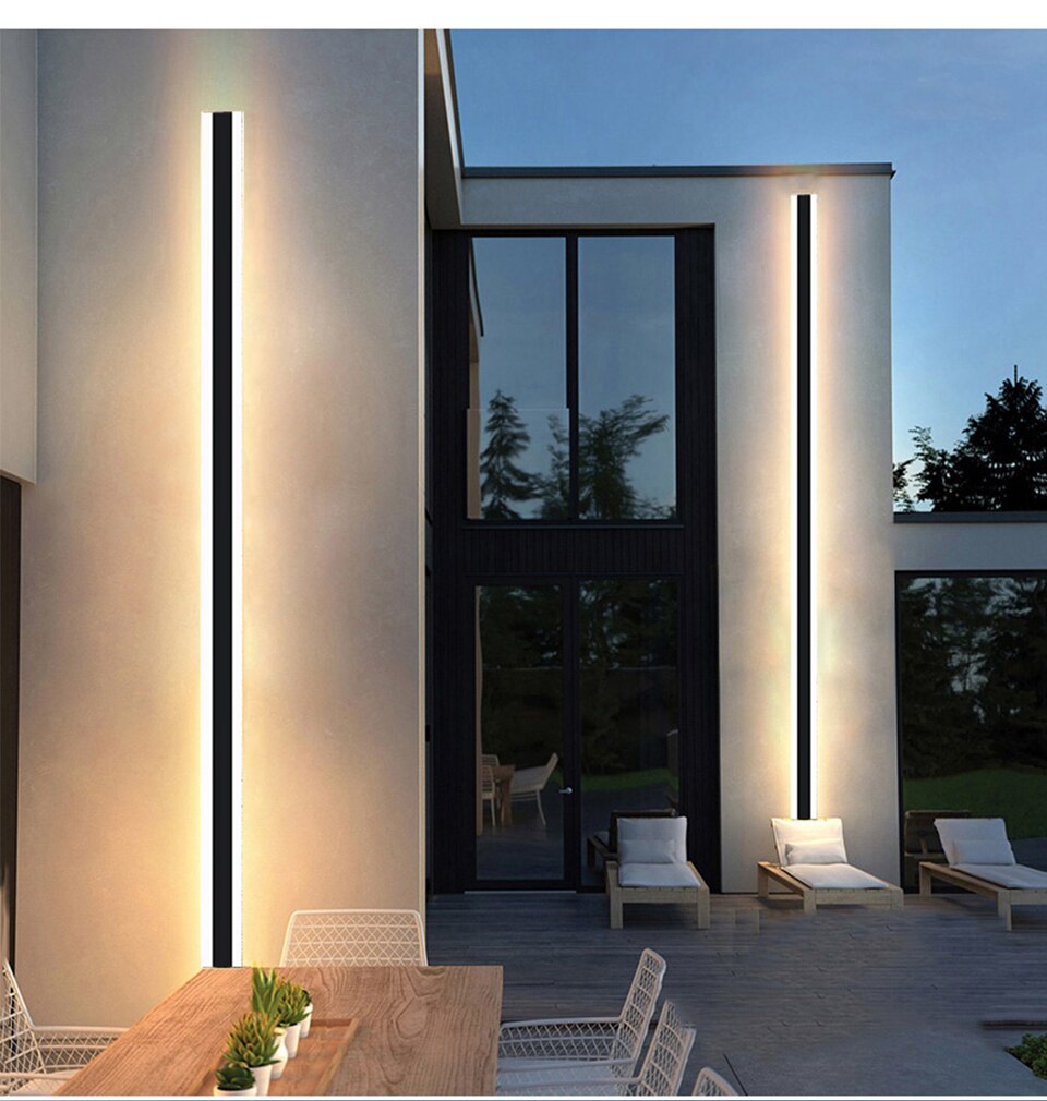 L&aacute;mpara de pared impermeable para exteriores, luz led moderna de larga distancia, a prueba de agua IP65 en material aluminio, ideal como candelabro o aplique para jard&iacute;n y porche, disponible en 110V y