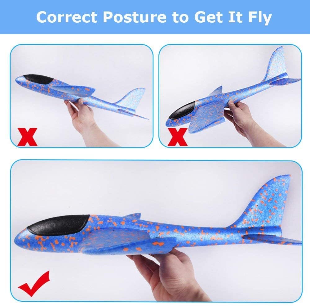 4 paquetes de 50CM de espuma de kit de avi&oacute;n volando juguete planeador con luz LED mano tirar avi&oacute;n conjuntos de juego al aire libre de modelos de avi&oacute;n, juguetes para los ni&ntilde;os