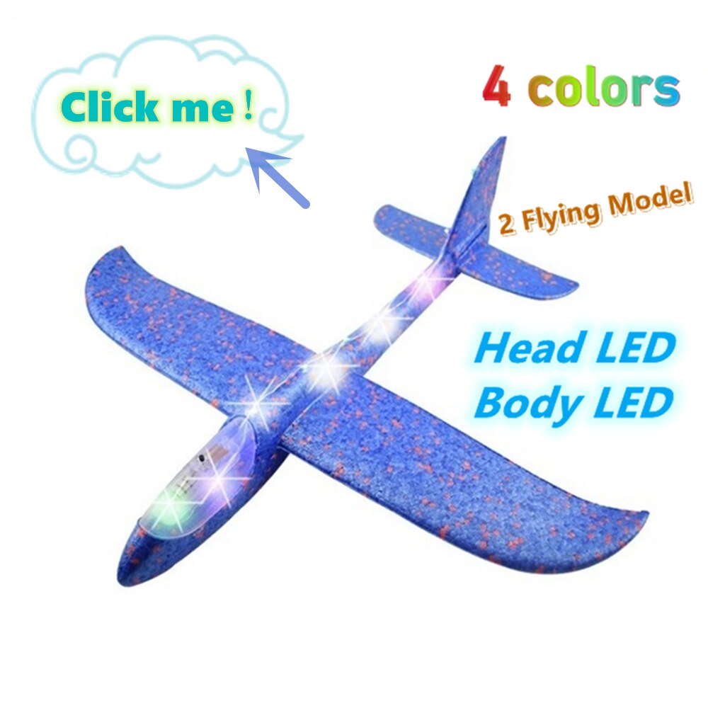 4 paquetes de 50CM de espuma de kit de avi&oacute;n volando juguete planeador con luz LED mano tirar avi&oacute;n conjuntos de juego al aire libre de modelos de avi&oacute;n, juguetes para los ni&ntilde;os