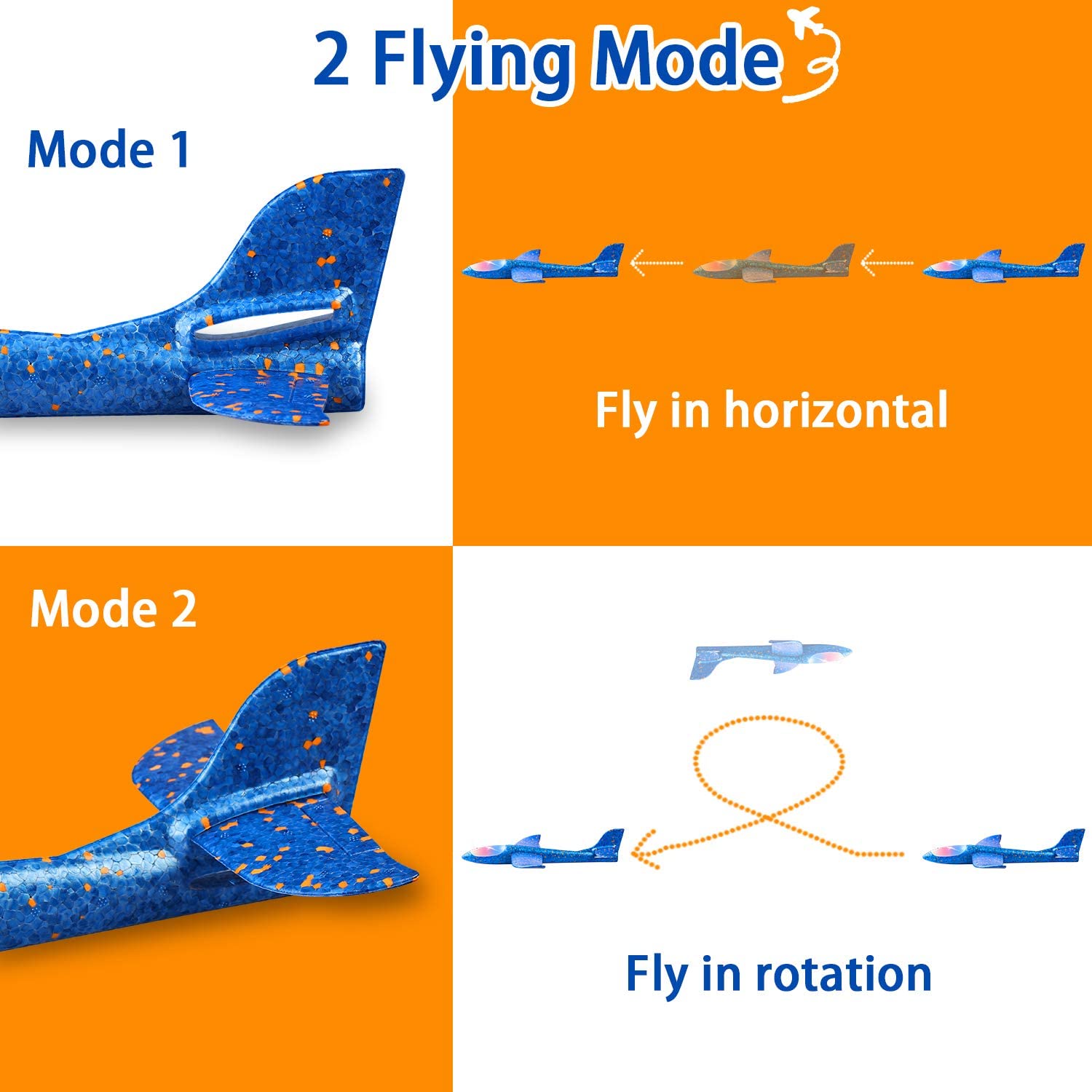 4 paquetes de 50CM de espuma de kit de avi&oacute;n volando juguete planeador con luz LED mano tirar avi&oacute;n conjuntos de juego al aire libre de modelos de avi&oacute;n, juguetes para los ni&ntilde;os