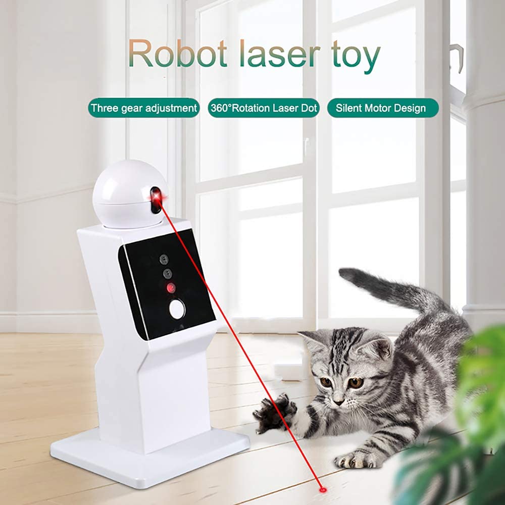 ATUBAN-juguete l&aacute;ser autom&aacute;tico para gatos, juguete l&aacute;ser interactivo de movimiento aleatorio para gatos de interior, gatitos, perros, juguete de ejercicio de punto rojo para gatos