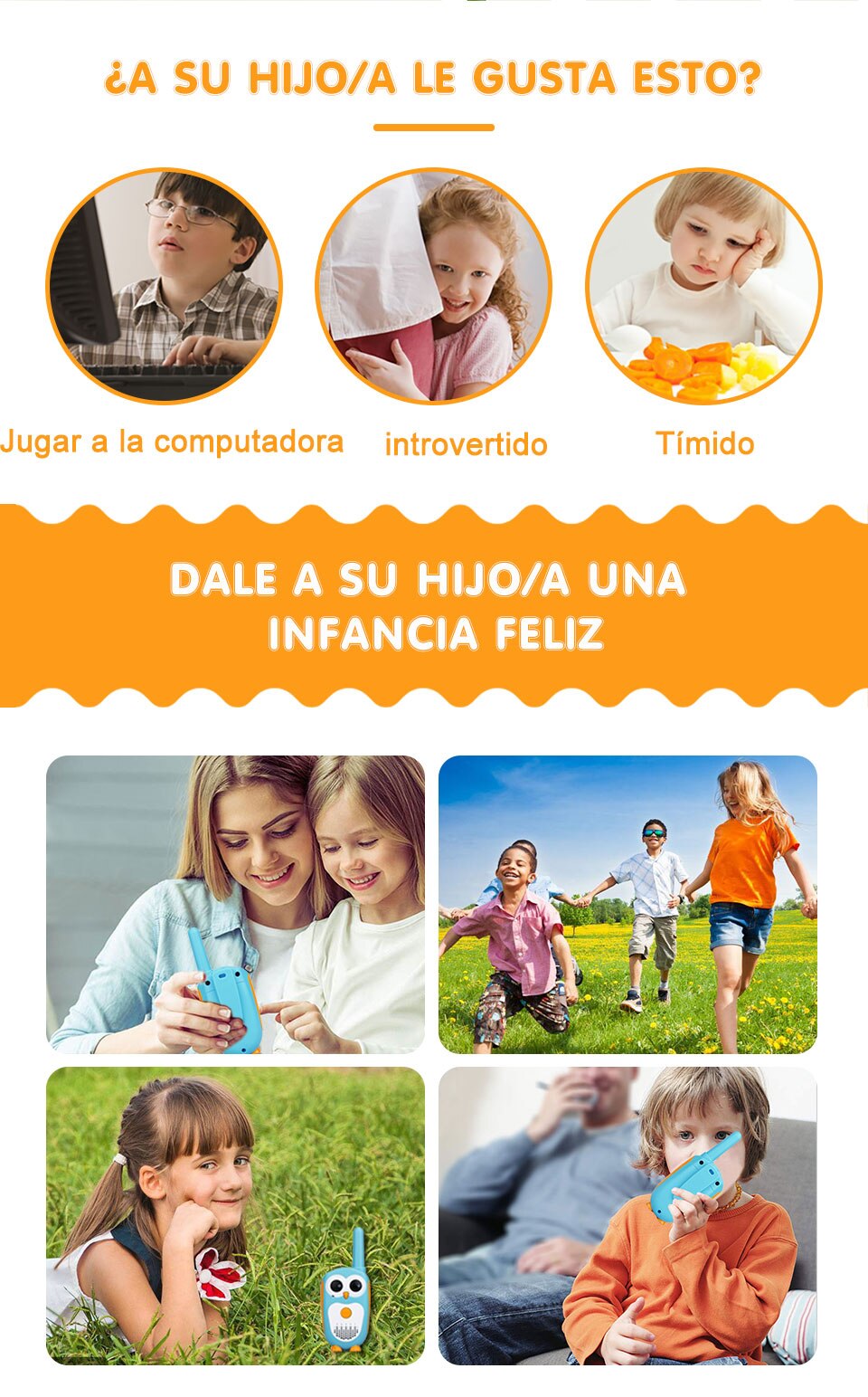 Retevis-walkie-talkie RT30 para ni&ntilde;os, juguete de radio infantil de b&uacute;ho de dibujos animados, regalo de cumplea&ntilde;os y Navidad, 2 unidades