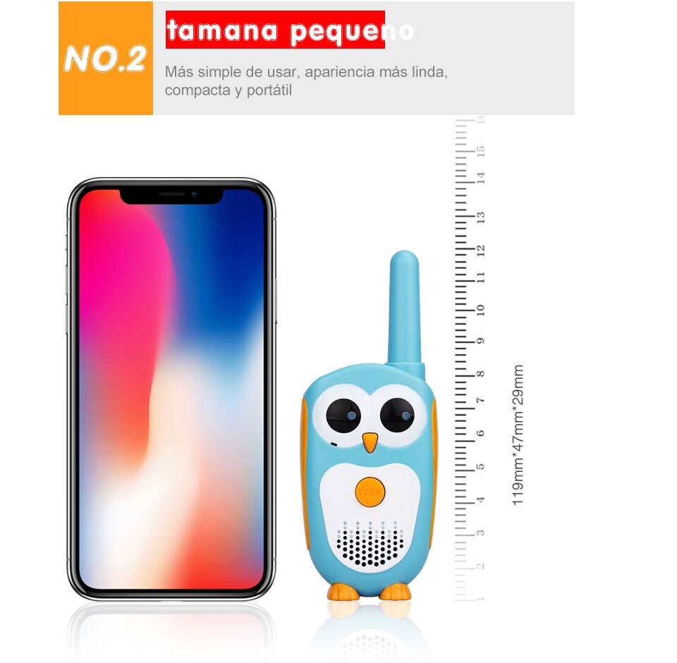 Retevis-walkie-talkie RT30 para ni&ntilde;os, juguete de radio infantil de b&uacute;ho de dibujos animados, regalo de cumplea&ntilde;os y Navidad, 2 unidades