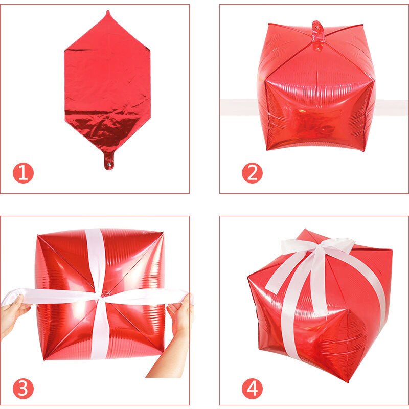 Kit de arco de guirnalda de globos de Navidad con caja de regalo, globos de aluminio de estrella de caramelo, decoraci&oacute;n de Navidad para el hogar y A&ntilde;o Nuevo, 128 piezas