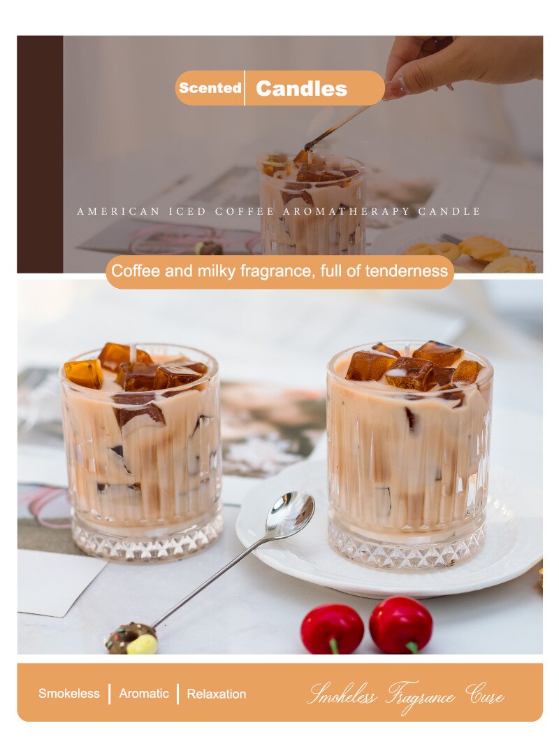 Vela perfumada de café americano, planta de gelatina, velas aromáticas de cera de soja, taza de vidrio, decoración de Bougie fragante para el hogar, regalo para niñas y damas Vela perfumada de café americano, planta de gelatina, velas aromáticas de cera de soja, taza de vidrio, decoración de Bougie fragante para el hogar, regalo para niñas y damas