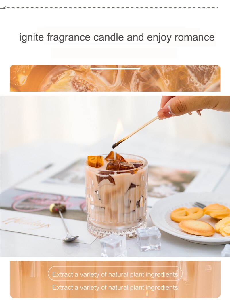 Vela perfumada de café americano, planta de gelatina, velas aromáticas de cera de soja, taza de vidrio, decoración de Bougie fragante para el hogar, regalo para niñas y damas Vela perfumada de café americano, planta de gelatina, velas aromáticas de cera de soja, taza de vidrio, decoración de Bougie fragante para el hogar, regalo para niñas y damas