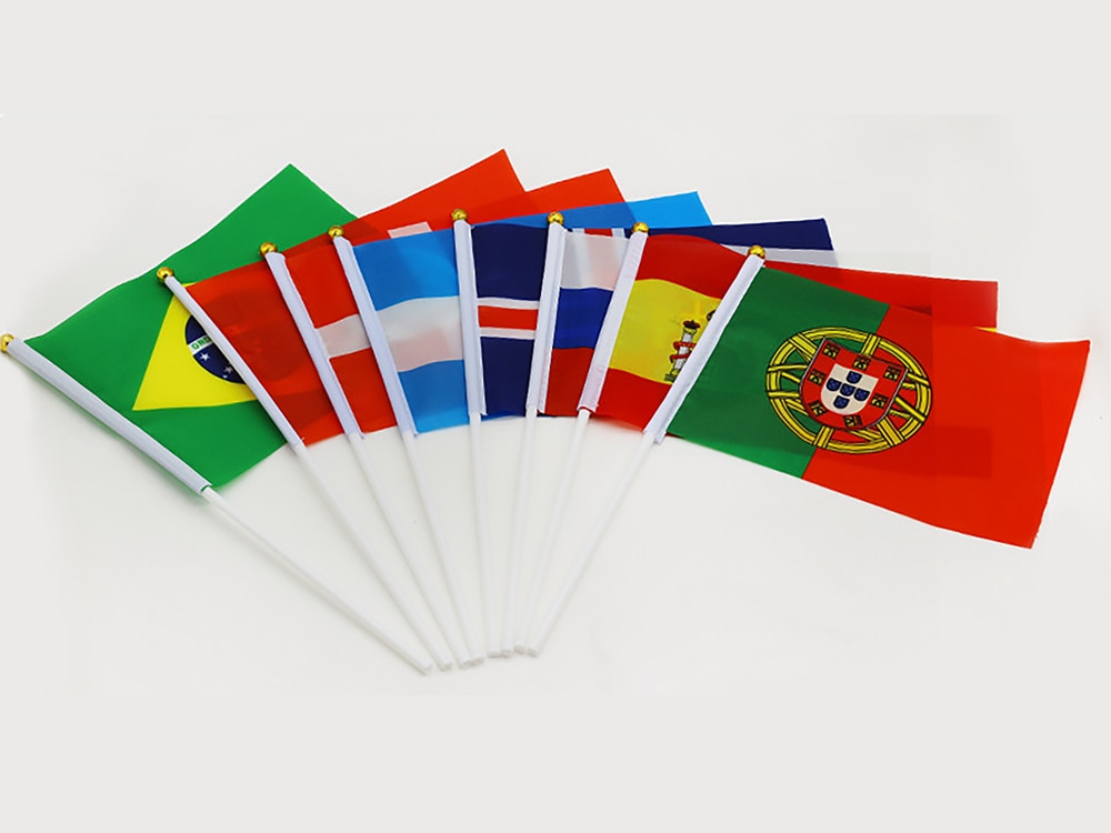 Bandera de mano Nacional de Ruman&iacute;a, Bandera de mano personalizada de poli&eacute;ster, 14x21cm, piezas, 100