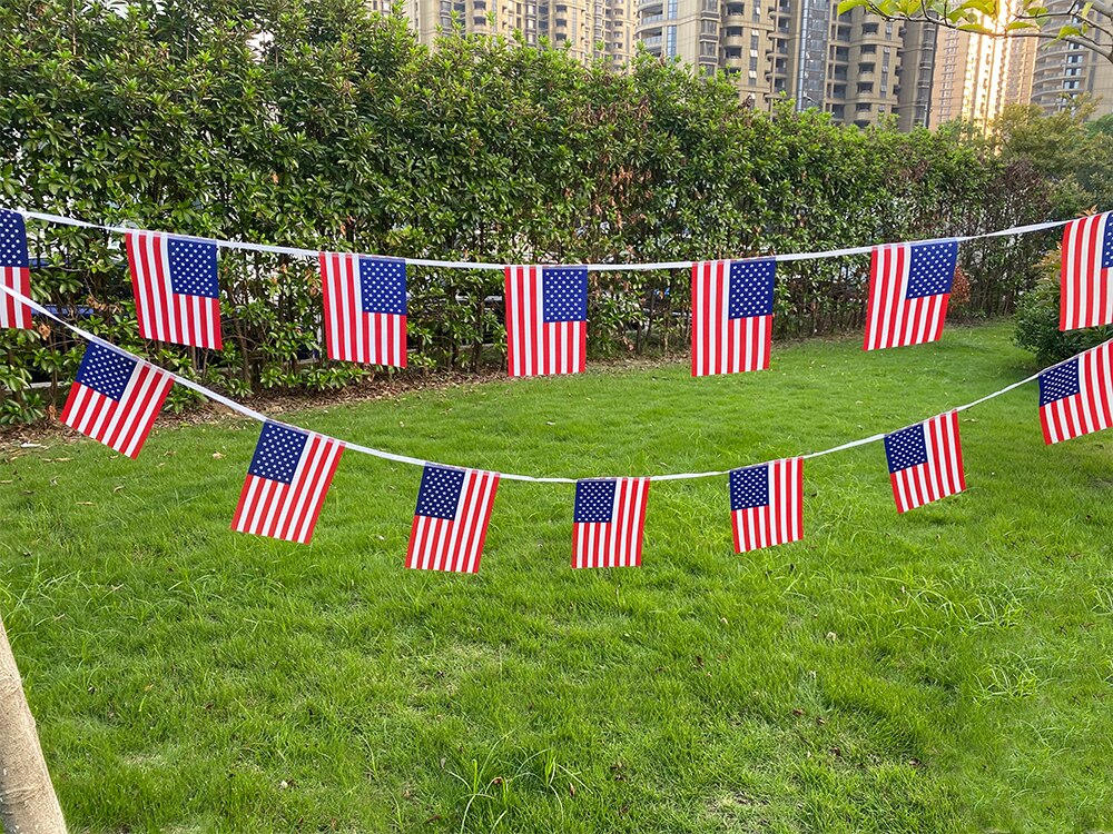 Aerlxemrbrae-bandera americana de Estados Unidos, banderines de Estados Unidos, 14x21cm, 6M, 20 unidades/juego
