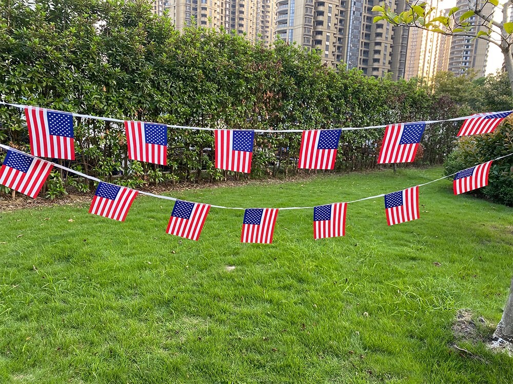 Aerlxemrbrae-bandera americana de Estados Unidos, banderines de Estados Unidos, 14x21cm, 6M, 20 unidades/juego