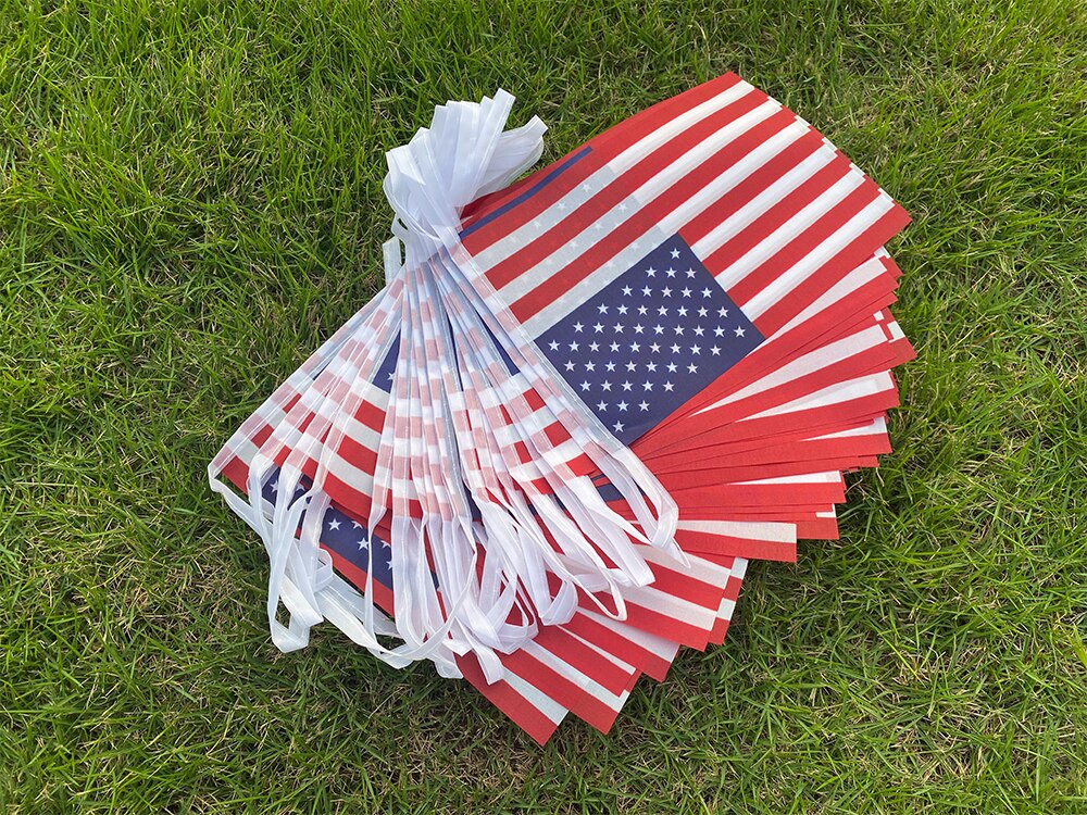 Aerlxemrbrae-bandera americana de Estados Unidos, banderines de Estados Unidos, 14x21cm, 6M, 20 unidades/juego