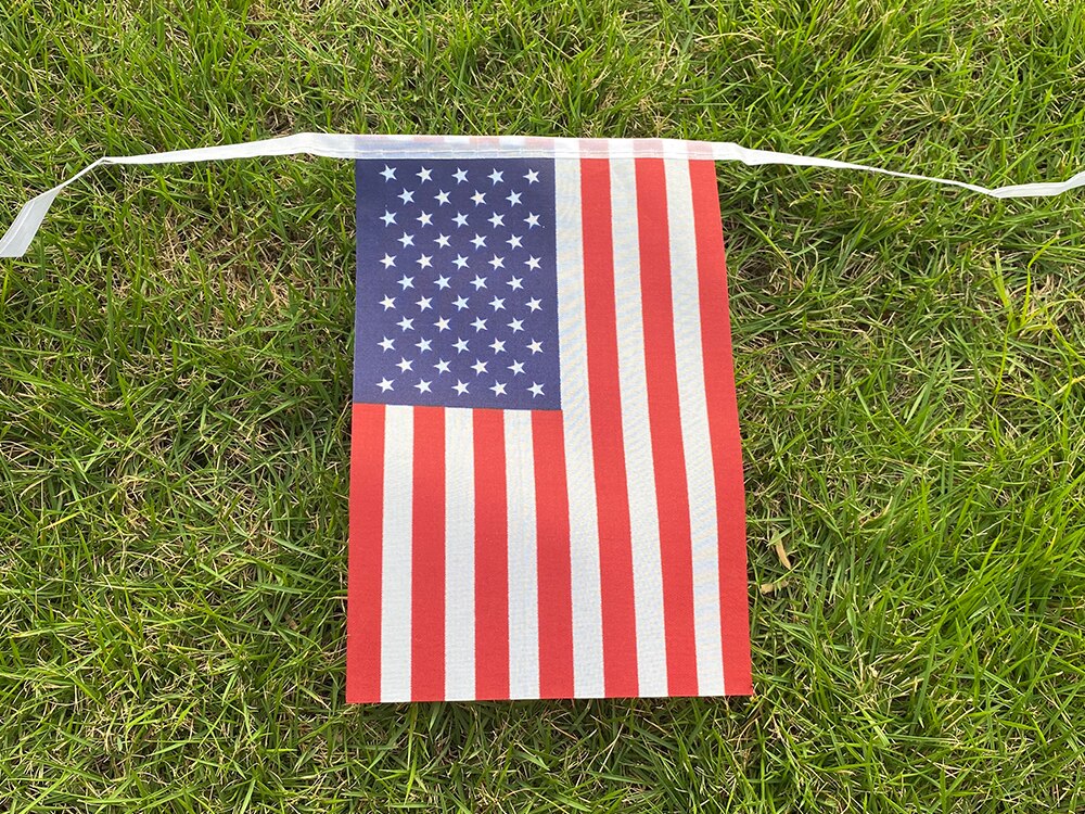 Aerlxemrbrae-bandera americana de Estados Unidos, banderines de Estados Unidos, 14x21cm, 6M, 20 unidades/juego