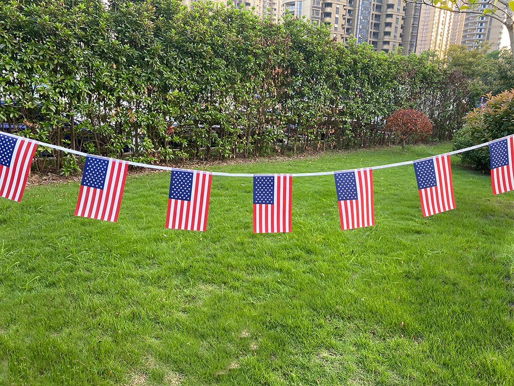 Aerlxemrbrae-bandera americana de Estados Unidos, banderines de Estados Unidos, 14x21cm, 6M, 20 unidades/juego