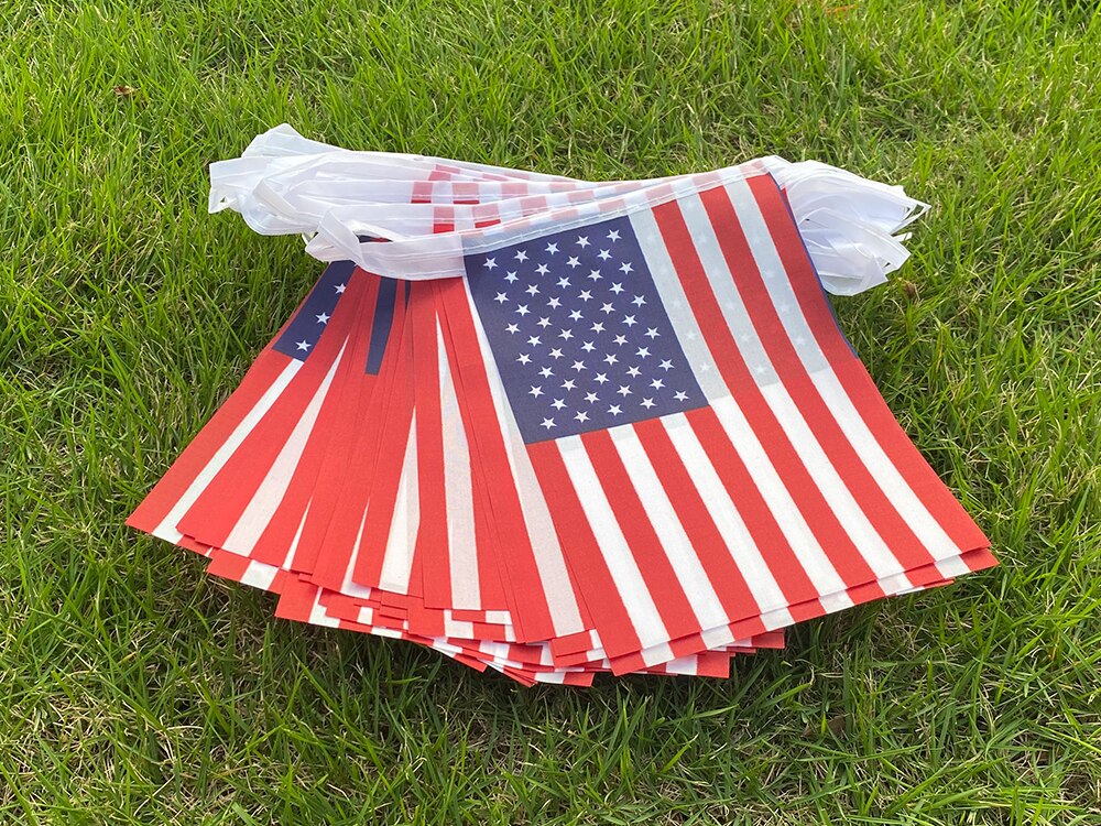 Aerlxemrbrae-bandera americana de Estados Unidos, banderines de Estados Unidos, 14x21cm, 6M, 20 unidades/juego