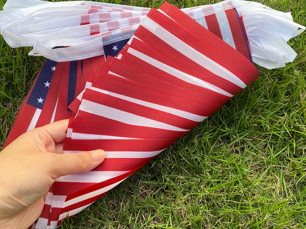 Aerlxemrbrae-bandera americana de Estados Unidos, banderines de Estados Unidos, 14x21cm, 6M, 20 unidades/juego