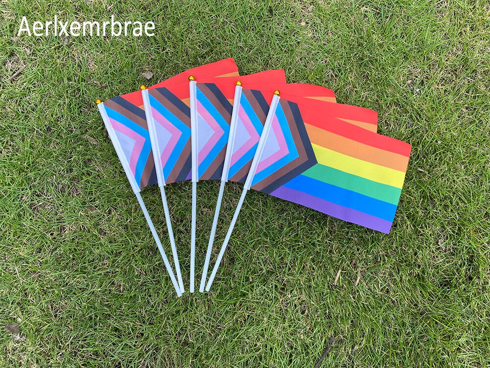 Aerlxemrbrae-Bandera de mano personalizada, 14x21 cm, estampado de bandera que agita la mano, logotipo de la empresa del comprador o dise&ntilde;o, Bandera de elecci&oacute;n, 50 unidades por lote