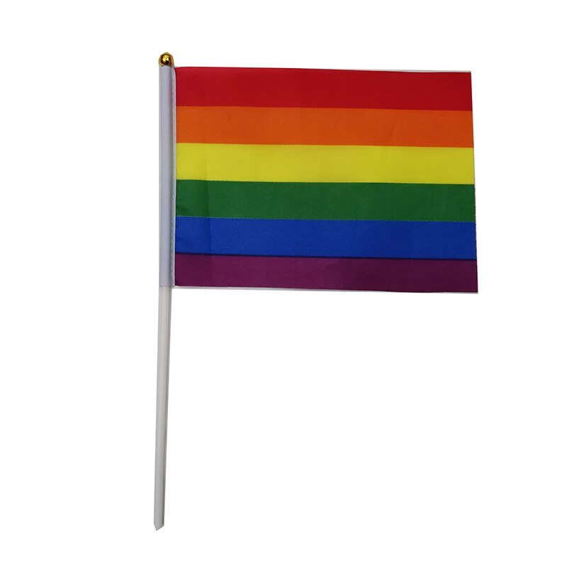 Aerlxemrbrae-Bandera de mano personalizada, 14x21 cm, Geminbowl, arco&iacute;ris, agitar a mano, Orgullo Gay, LGBT, transg&eacute;nero, 100 unidades por lote