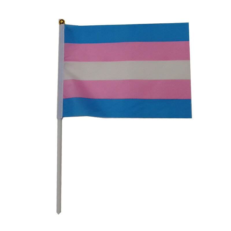 Aerlxemrbrae-Bandera de mano personalizada, 14x21 cm, Geminbowl, arco&iacute;ris, agitar a mano, Orgullo Gay, LGBT, transg&eacute;nero, 100 unidades por lote