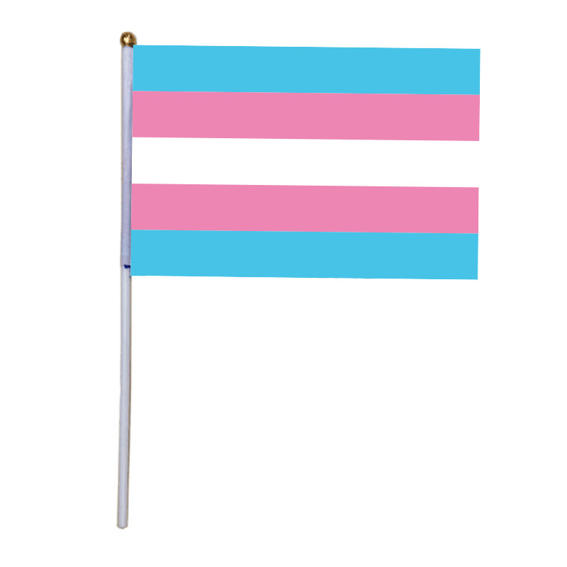 Aerlxemrbrae-Bandera de mano personalizada, 14x21 cm, Geminbowl, arco&iacute;ris, agitar a mano, Orgullo Gay, LGBT, transg&eacute;nero, 100 unidades por lote