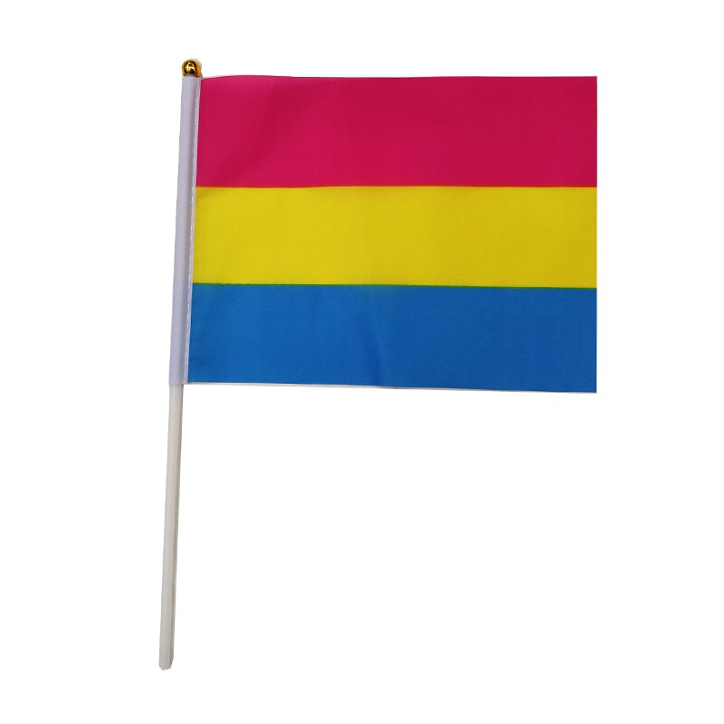 Aerlxemrbrae-Bandera de mano personalizada, 14x21 cm, Geminbowl, arco&iacute;ris, agitar a mano, Orgullo Gay, LGBT, transg&eacute;nero, 100 unidades por lote