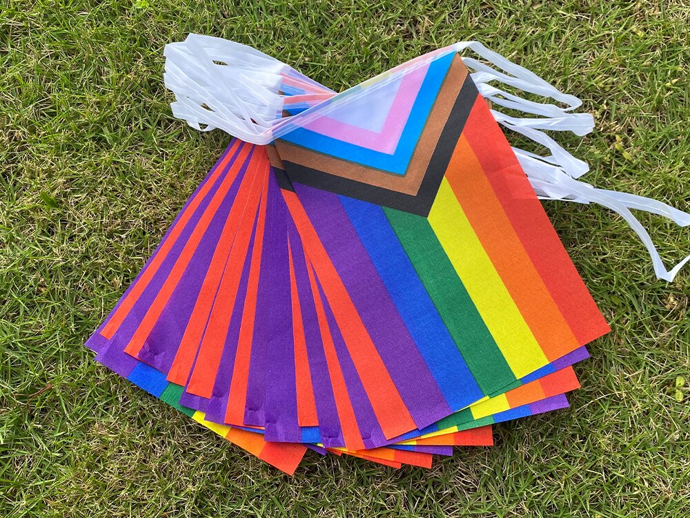 Aerlxemrbrae-banderas de cuerda arco&iacute;ris, 14x21cm, banderas de la paz arco&iacute;ris, bandera LGBT, Orgullo LGBT, desfiles de Lesbianas y Gay, 20 unidades por juego