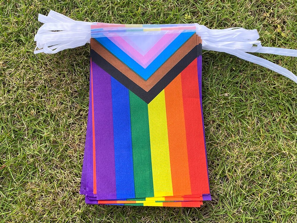 Aerlxemrbrae-banderas de cuerda arco&iacute;ris, 14x21cm, banderas de la paz arco&iacute;ris, bandera LGBT, Orgullo LGBT, desfiles de Lesbianas y Gay, 20 unidades por juego