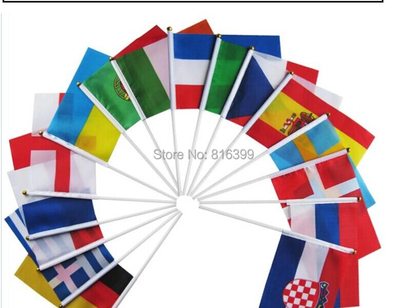 Aerlxemrbrae-Bandera de mano personalizada de Palestina, 14x21CM, 100 piezas por paquete, con asta de pl&aacute;stico