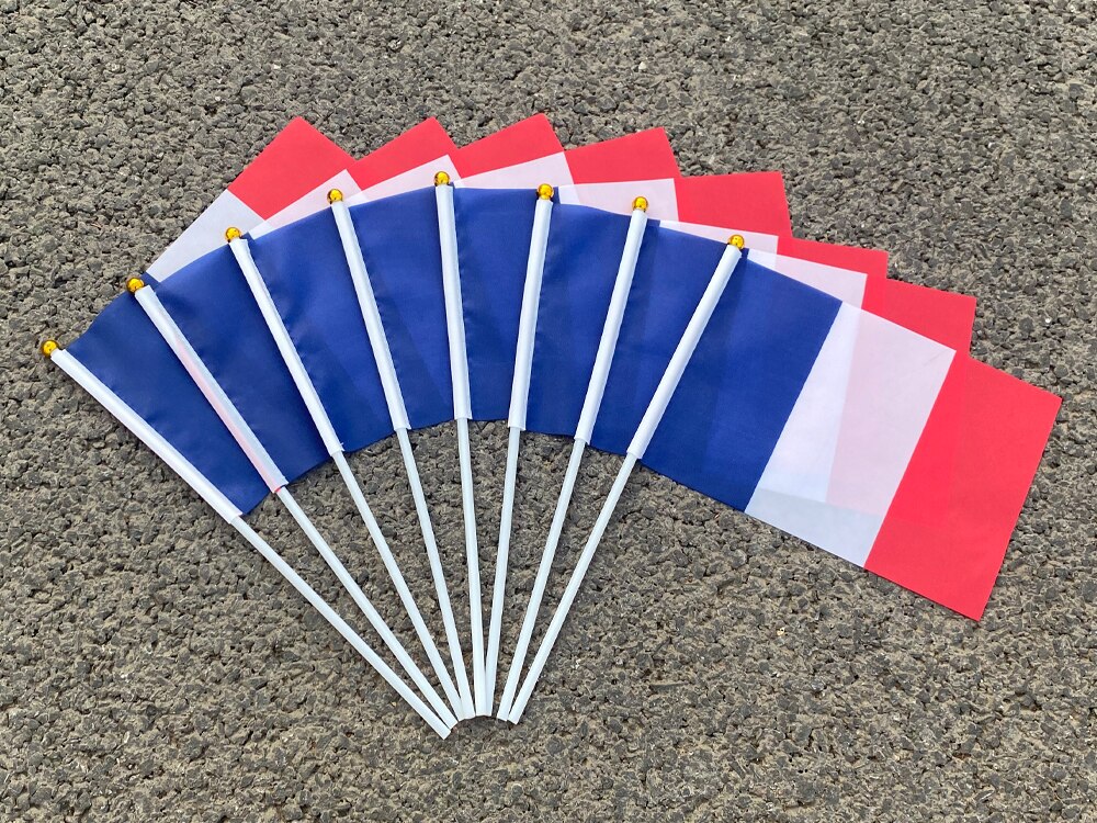 Aerlxemrbrae-Bandera de mano de Francia personalizada, 14x21cm, 100 unids/lote