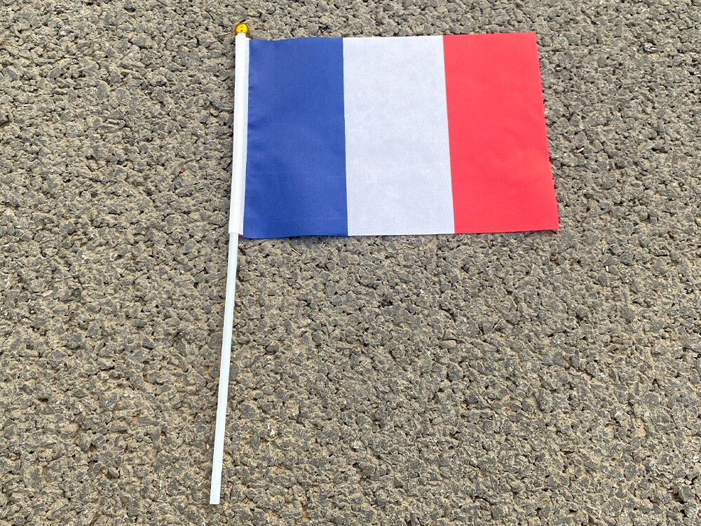 Aerlxemrbrae-Bandera de mano de Francia personalizada, 14x21cm, 100 unids/lote