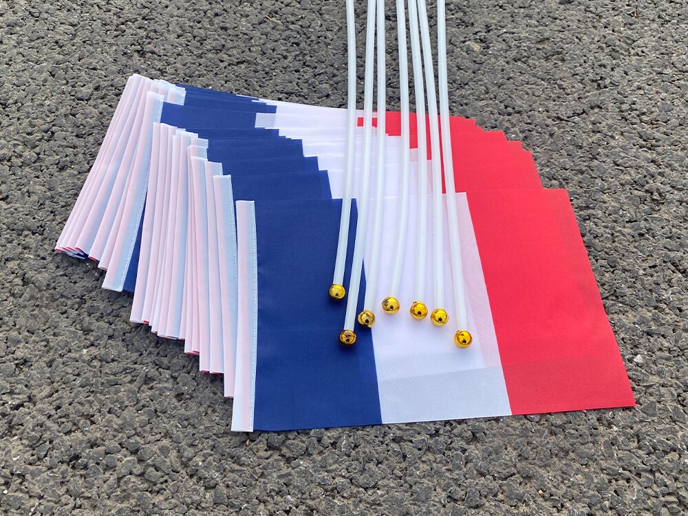 Aerlxemrbrae-Bandera de mano de Francia personalizada, 14x21cm, 100 unids/lote