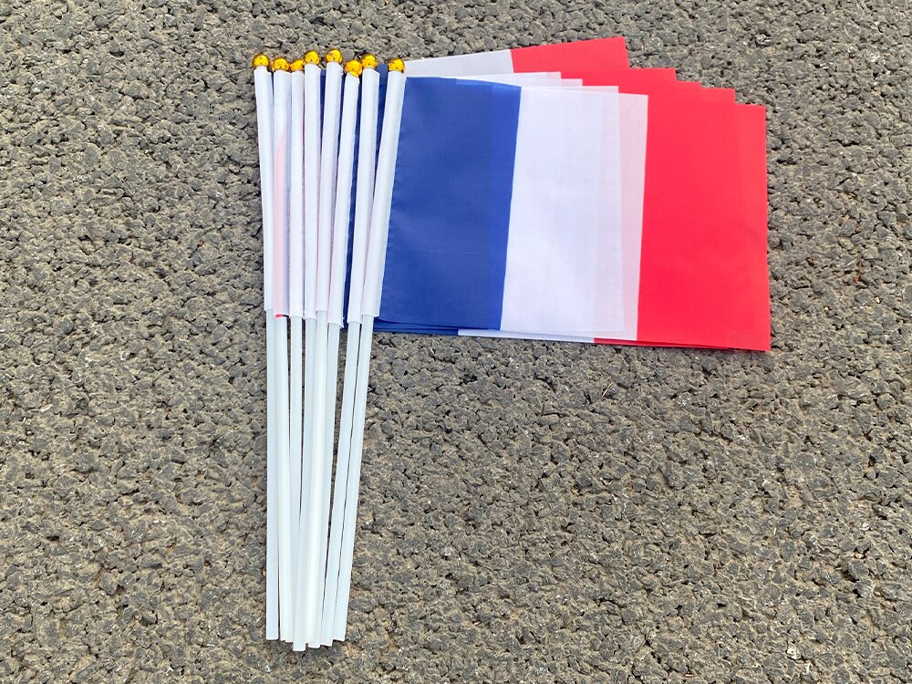 Aerlxemrbrae-Bandera de mano de Francia personalizada, 14x21cm, 100 unids/lote
