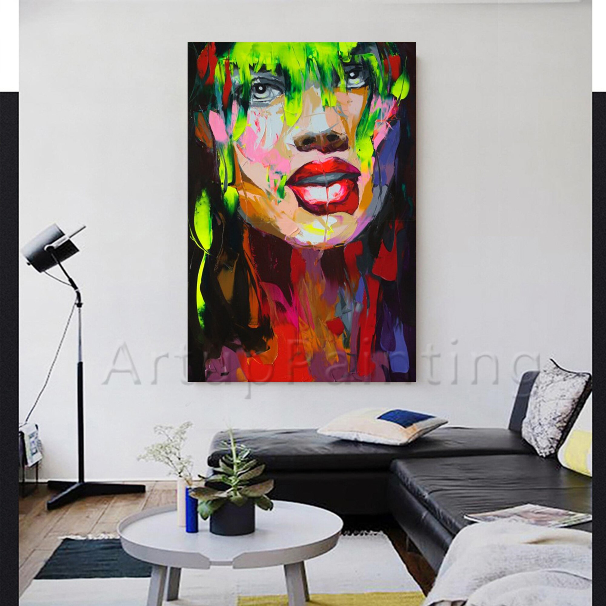 Retrato de Francoise Nielly pintado a mano, pintura al &oacute;leo de cara, arte de pared, im&aacute;genes de pared para sala de estar, decoraci&oacute;n del hogar, decoraci&oacute;n de caudros