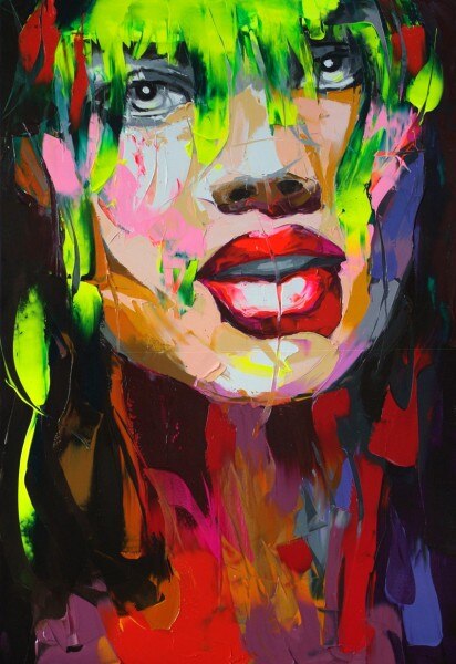 Retrato de Francoise Nielly pintado a mano, pintura al &oacute;leo de cara, arte de pared, im&aacute;genes de pared para sala de estar, decoraci&oacute;n del hogar, decoraci&oacute;n de caudros