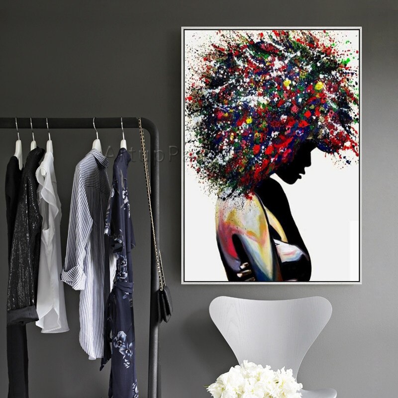 Paleta pintada a mano para retrato de chica, pintura al &oacute;leo sobre lienzo, arte de pared, imagen para sala de estar, decoraci&oacute;n del hogar, obra de arte