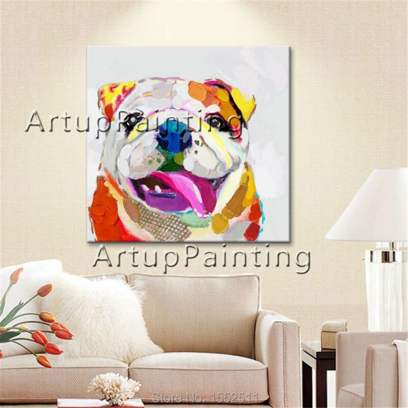 Pintura de perro pintada a mano, lienzo de pintura al óleo, cuadros de decoración, imágenes de pared para sala de estar, Arte pop, pintura de perro para mascotas Pintura de perro pintada a mano, lienzo de pintura al óleo, cuadros de decoración, imágenes de pared para sala de estar, Arte pop, pintura de perro para mascotas