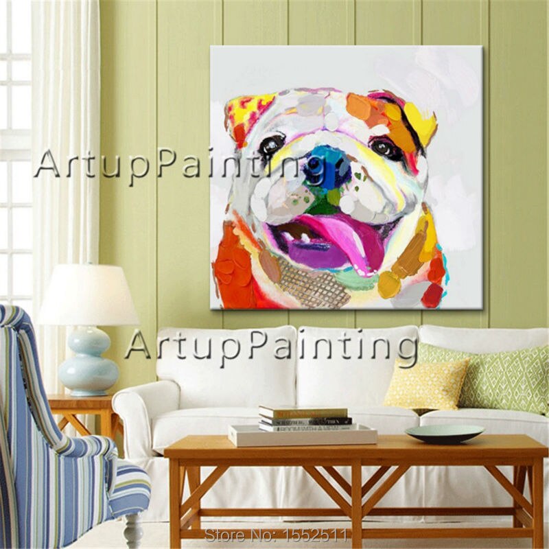 Pintura de perro pintada a mano, lienzo de pintura al óleo, cuadros de decoración, imágenes de pared para sala de estar, Arte pop, pintura de perro para mascotas Pintura de perro pintada a mano, lienzo de pintura al óleo, cuadros de decoración, imágenes de pared para sala de estar, Arte pop, pintura de perro para mascotas