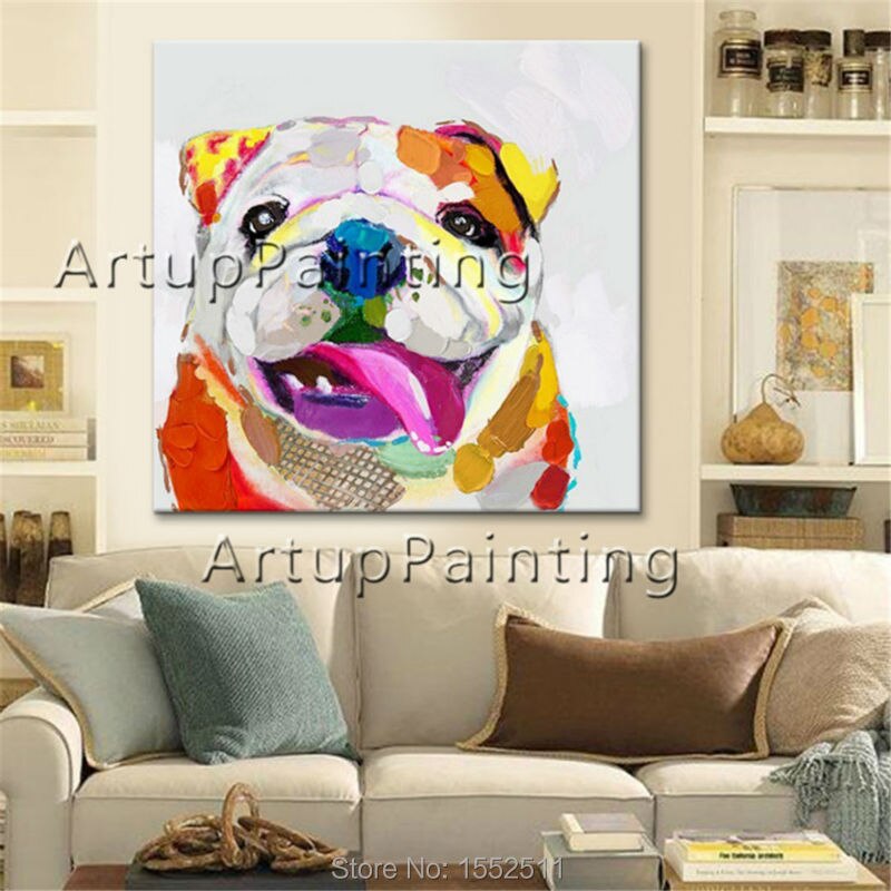 Pintura de perro pintada a mano, lienzo de pintura al óleo, cuadros de decoración, imágenes de pared para sala de estar, Arte pop, pintura de perro para mascotas Pintura de perro pintada a mano, lienzo de pintura al óleo, cuadros de decoración, imágenes de pared para sala de estar, Arte pop, pintura de perro para mascotas