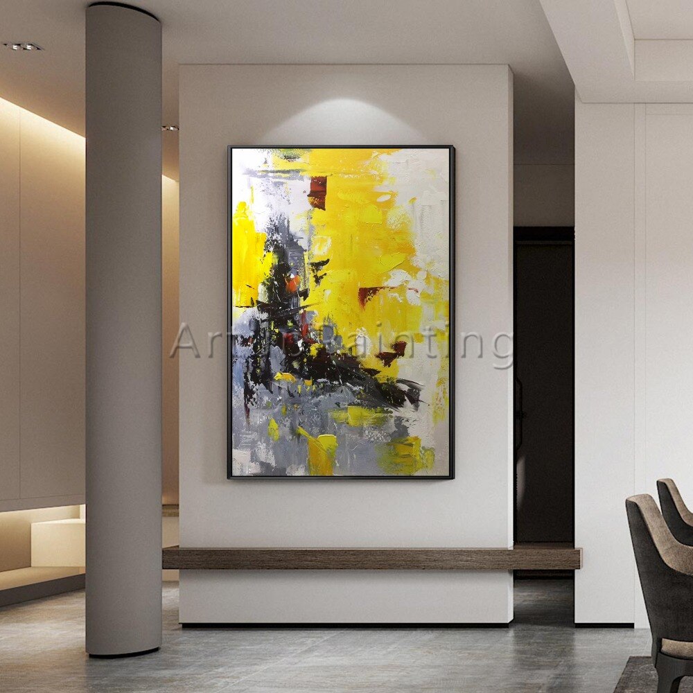 Pintura al &oacute;leo abstracta moderna pintada a mano sobre lienzo, imagen art&iacute;stica de pared para sala de estar, papel de pared para decoraci&oacute;n del hogar