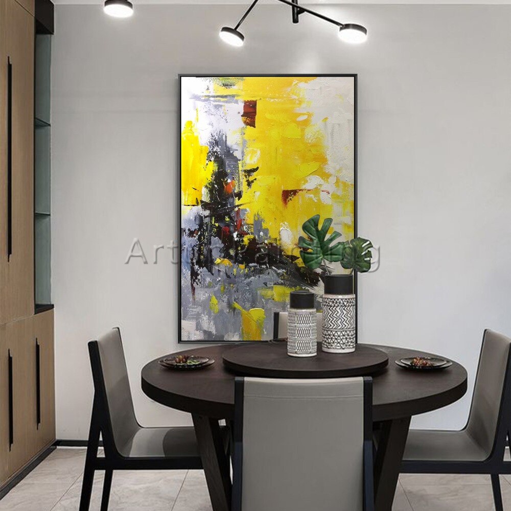 Pintura al &oacute;leo abstracta moderna pintada a mano sobre lienzo, imagen art&iacute;stica de pared para sala de estar, papel de pared para decoraci&oacute;n del hogar