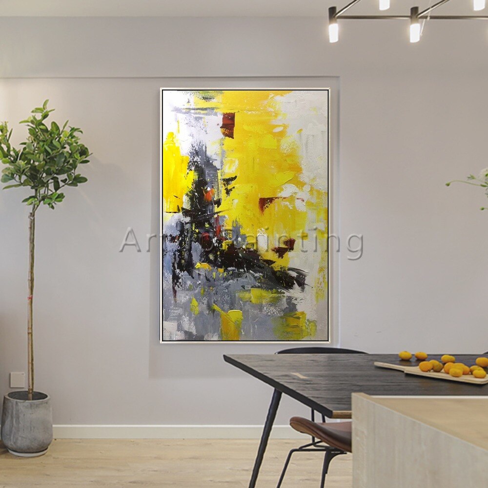 Pintura al &oacute;leo abstracta moderna pintada a mano sobre lienzo, imagen art&iacute;stica de pared para sala de estar, papel de pared para decoraci&oacute;n del hogar