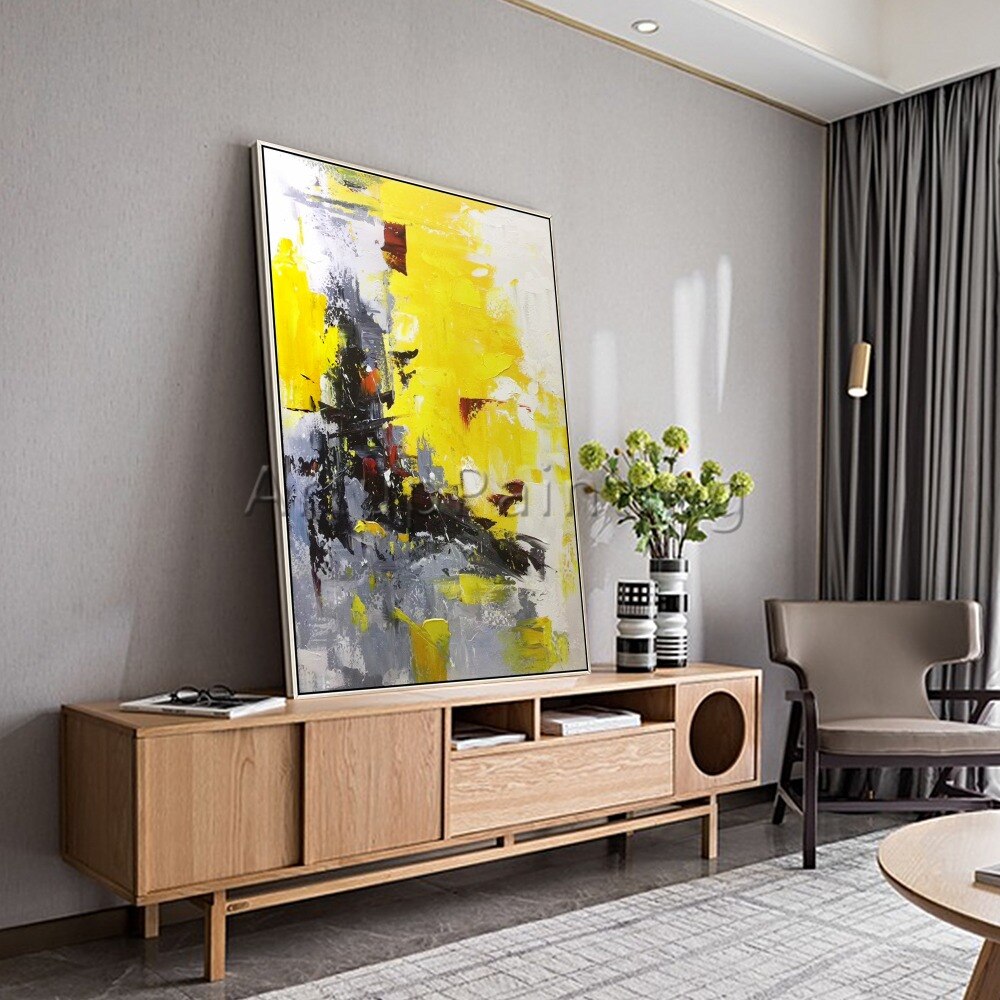 Pintura al &oacute;leo abstracta moderna pintada a mano sobre lienzo, imagen art&iacute;stica de pared para sala de estar, papel de pared para decoraci&oacute;n del hogar
