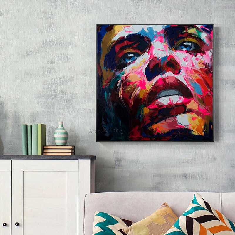 Francotirador Nielly face-pintura al &oacute;leo sobre lienzo, Arte pop art de pared, im&aacute;genes para sala de estar, paleta, cuchillo, Retrato, caudros, decoraci&oacute;n