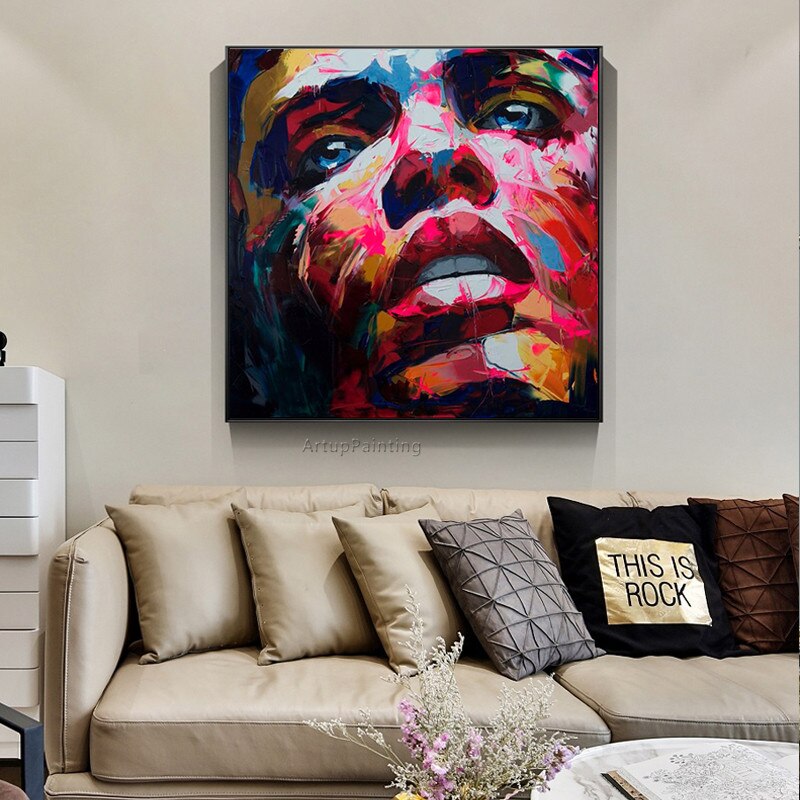 Francotirador Nielly face-pintura al &oacute;leo sobre lienzo, Arte pop art de pared, im&aacute;genes para sala de estar, paleta, cuchillo, Retrato, caudros, decoraci&oacute;n