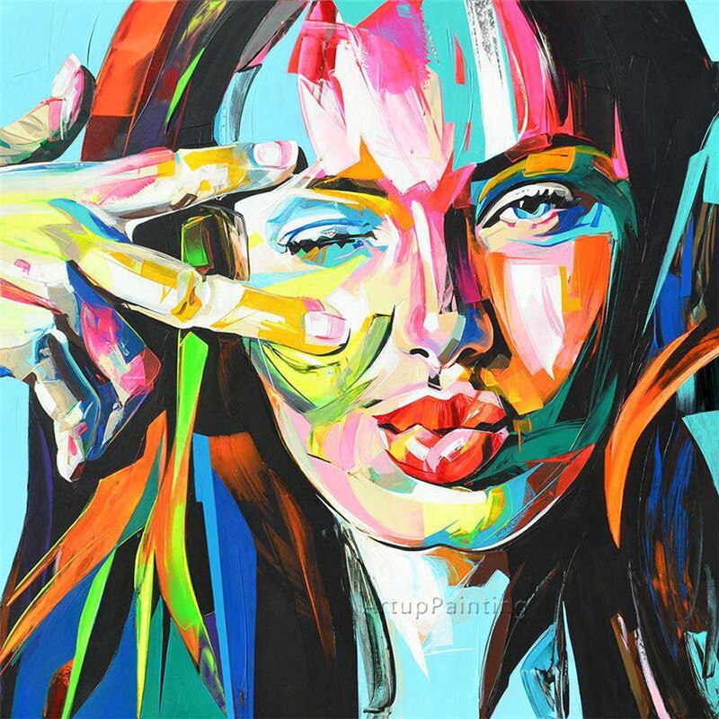 Francotirador Nielly-pintura al &oacute;leo de cara, im&aacute;genes art&iacute;sticas de pared, Retrato, paleta, cuchillo, Impasto, figura en lienzo, cuadros, caudros, decoraci&oacute;n