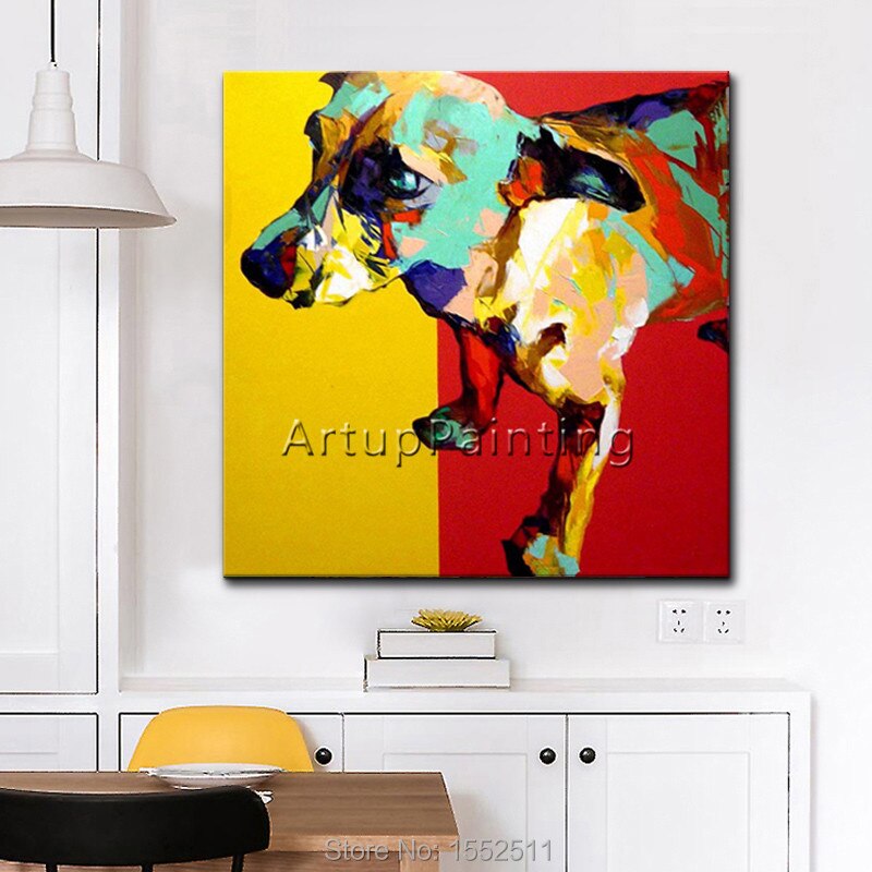 Pop art-pintura al óleo abstracta moderna para decoración del hogar, pintura al óleo hecha a mano de perros y mascotas en lienzo, arte Animal Pop, sala de estar 1 Pop art-pintura al óleo abstracta moderna para decoración del hogar, pintura al óleo hecha a mano de perros y mascotas en lienzo, arte Animal Pop, sala de estar 1