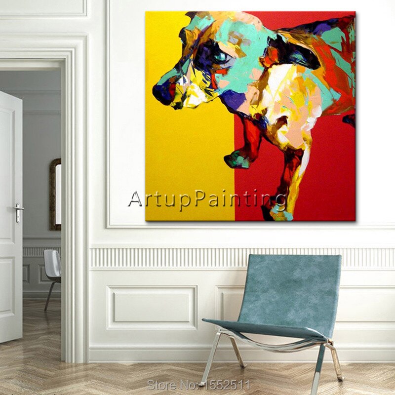 Pop art-pintura al óleo abstracta moderna para decoración del hogar, pintura al óleo hecha a mano de perros y mascotas en lienzo, arte Animal Pop, sala de estar 1 Pop art-pintura al óleo abstracta moderna para decoración del hogar, pintura al óleo hecha a mano de perros y mascotas en lienzo, arte Animal Pop, sala de estar 1