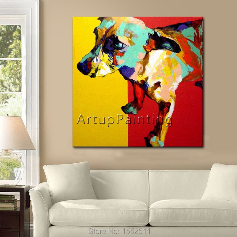 Pop art-pintura al óleo abstracta moderna para decoración del hogar, pintura al óleo hecha a mano de perros y mascotas en lienzo, arte Animal Pop, sala de estar 1 Pop art-pintura al óleo abstracta moderna para decoración del hogar, pintura al óleo hecha a mano de perros y mascotas en lienzo, arte Animal Pop, sala de estar 1